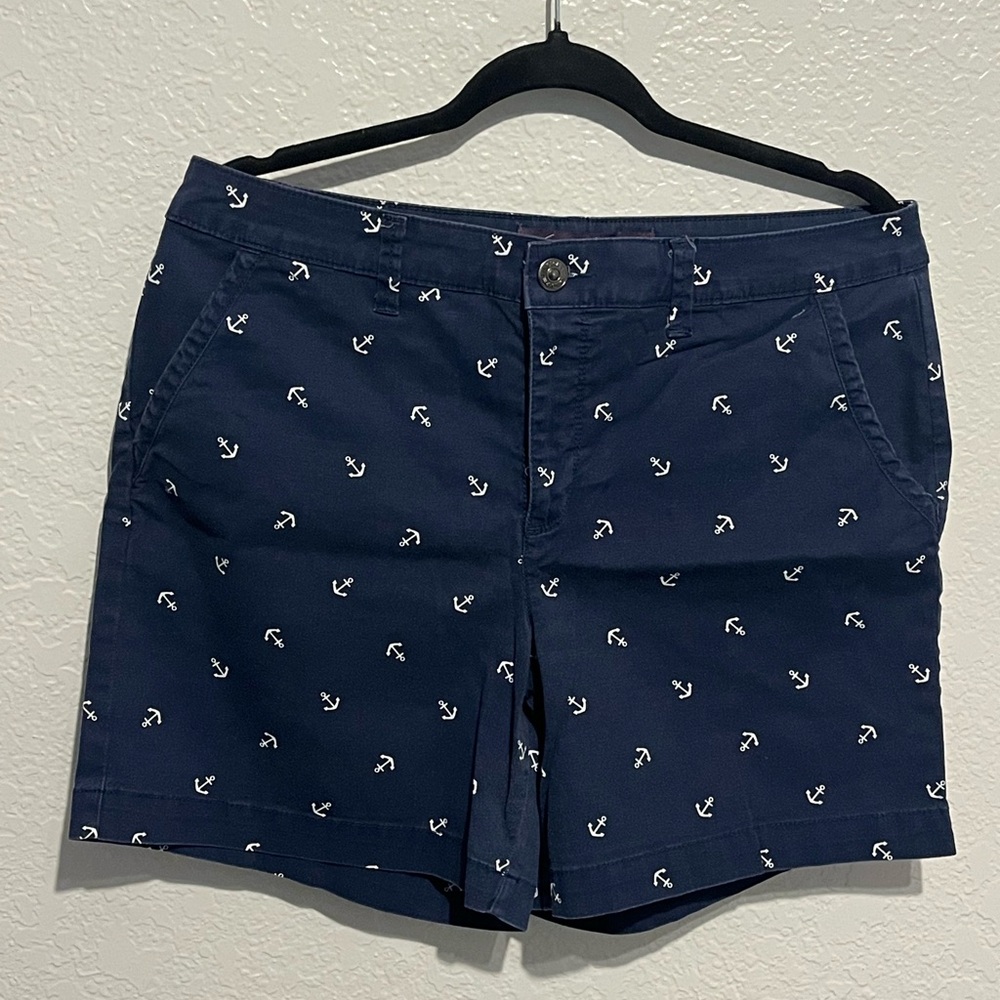 Gloria Vanderbilt Navy Anchor Print Women's Shorts